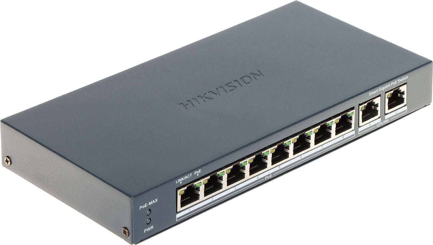 8 × Gigabit PoE port,2 × Gigabit RJ45 port